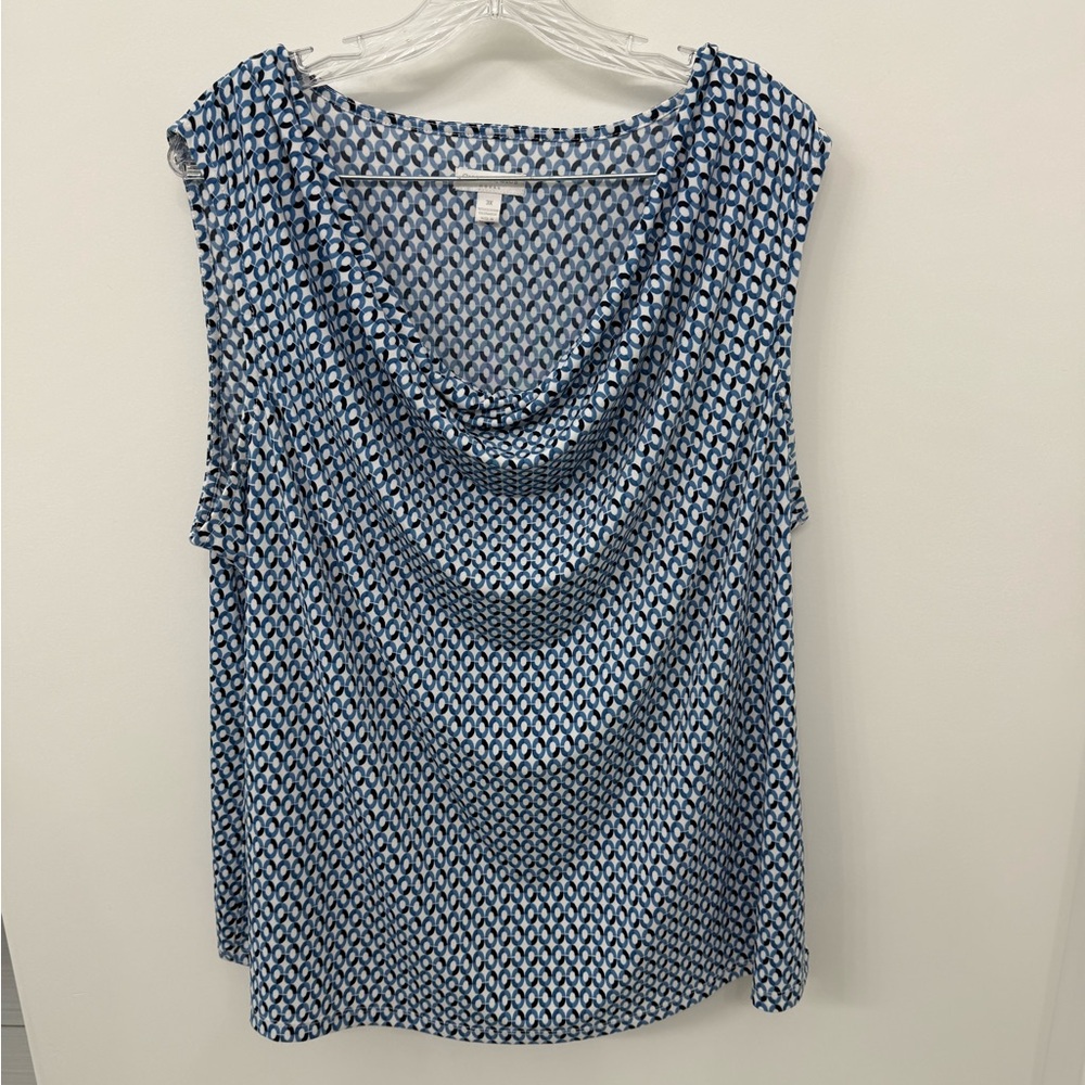 Charter Club Blue and White Patterned Blouse